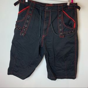 VTG 90s Tripp Red Cargo Rave Punk Shorts